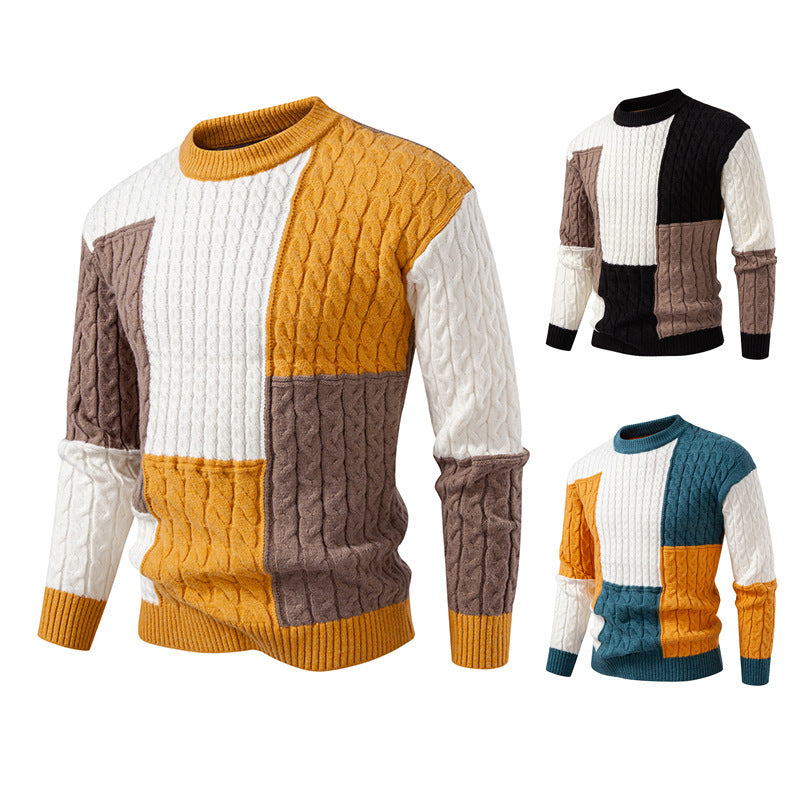 Strickpullover Herren Modern Farbblock Optik Trendy - BerlinGlamour