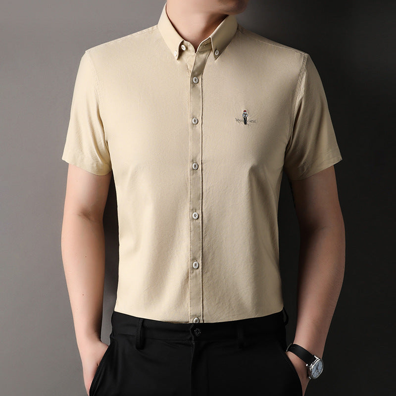 Herren Kurzarmhemd Modern Slim Fit mit Stickerei