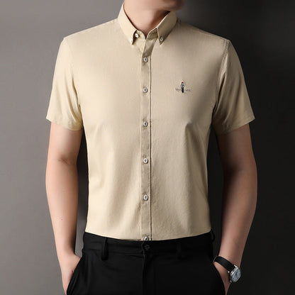 Herren Kurzarmhemd Modern Slim Fit mit Stickerei
