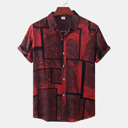Herren Kurzarmhemd Modern Marmor-Design Slim Fit
