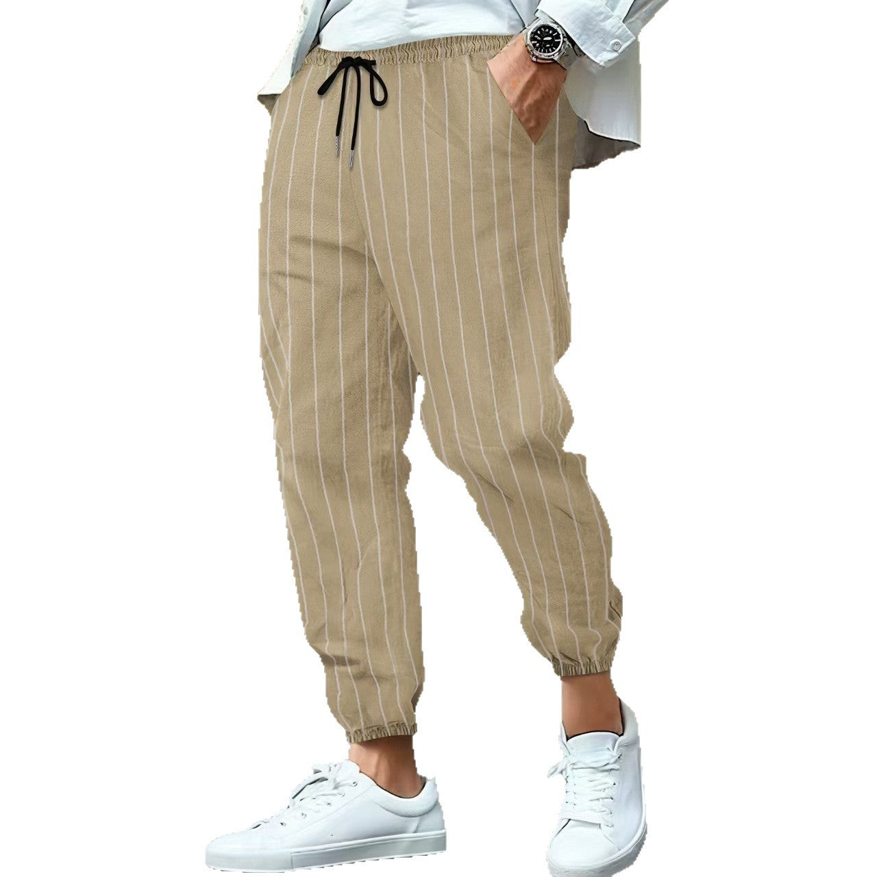 Herren Hosen Elastischer Bund Streifenmuster Modern