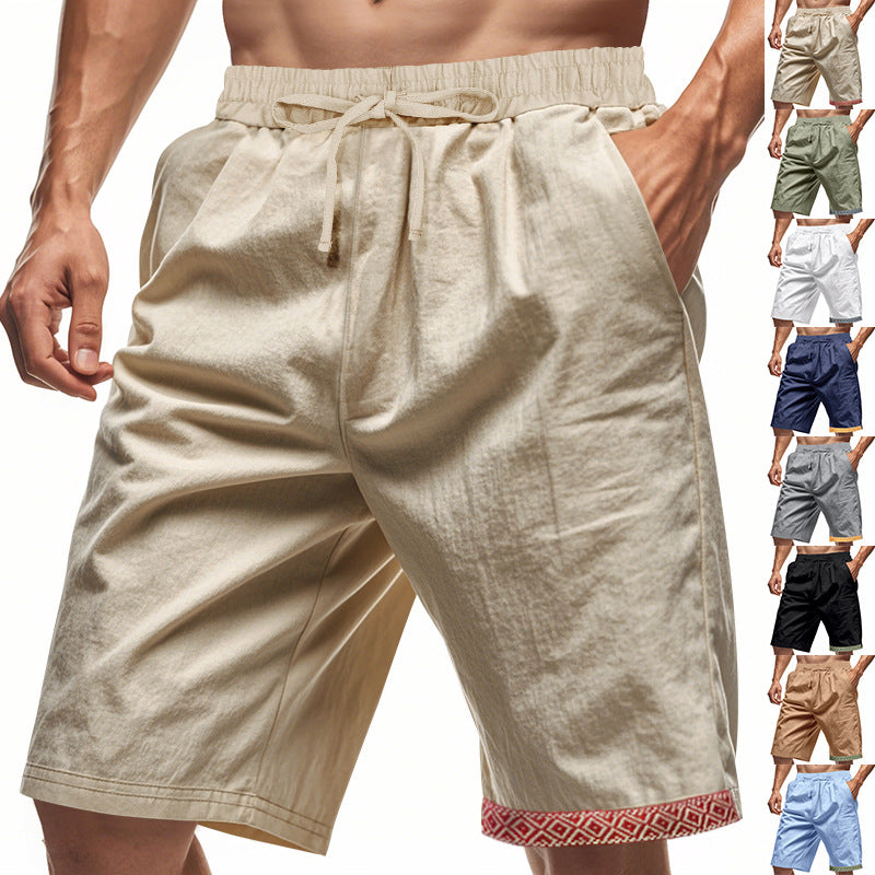 Herren Strandshorts Leinen Bequem Elastisch