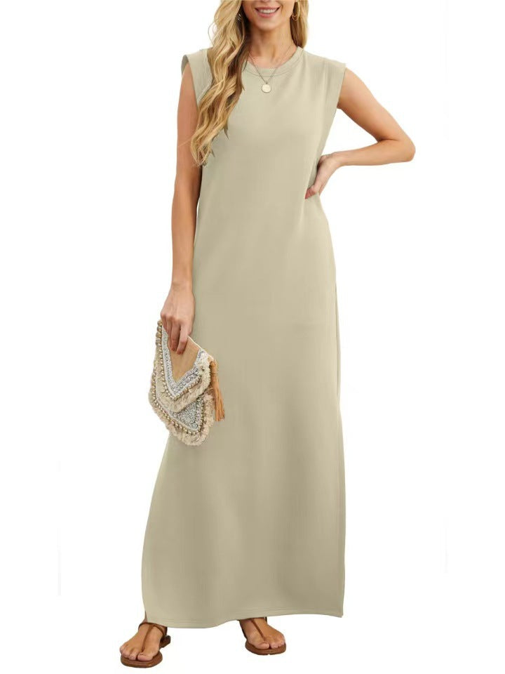 Damen Maxikleid Elegant Lang Ärmig Schlicht