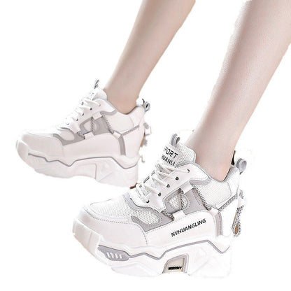 Damen Plateau Sneaker Atmungsaktiv Mesh Obermaterial Komfortabel