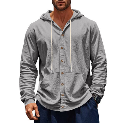 Herren Kapuzensweater Mit Knöpfen Praktisch Taschen