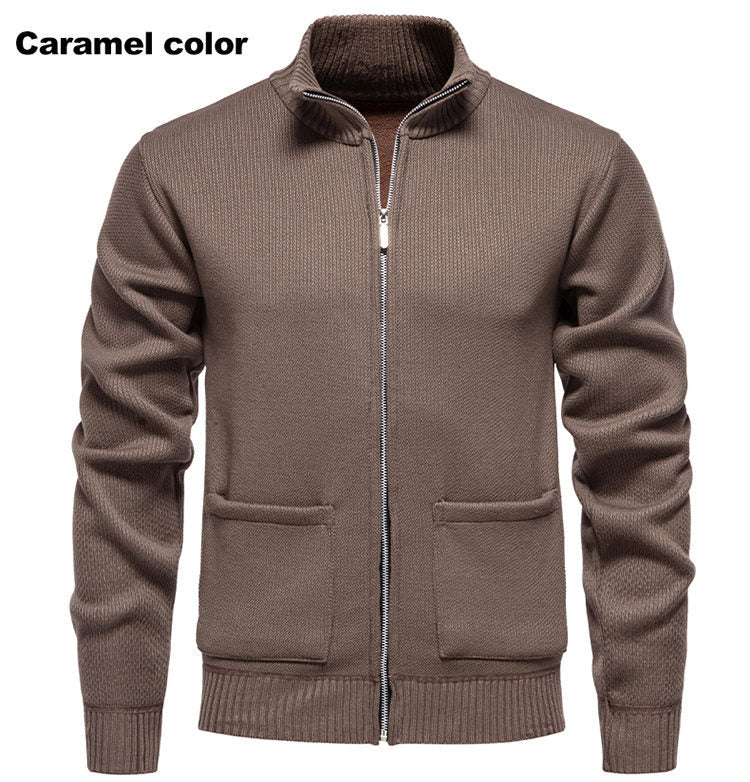 Herren Strickjacke Reißverschluss Taschen Modern