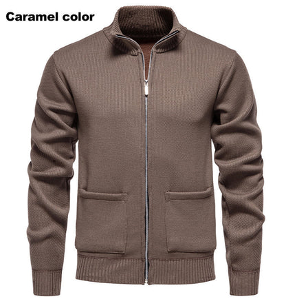 Herren Strickjacke Reißverschluss Taschen Modern