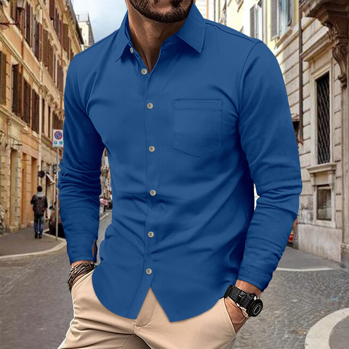 Herren Hemd Langarm Elegant Karo Berlin Stil