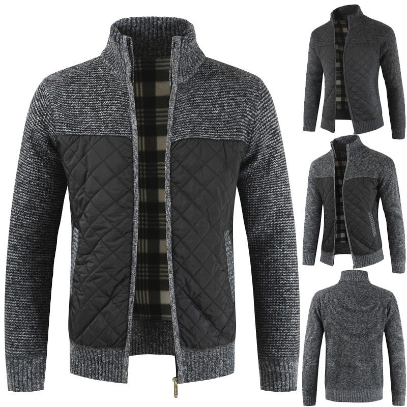 Herren Steppjacke Strickdetails Winterwarm Modisch