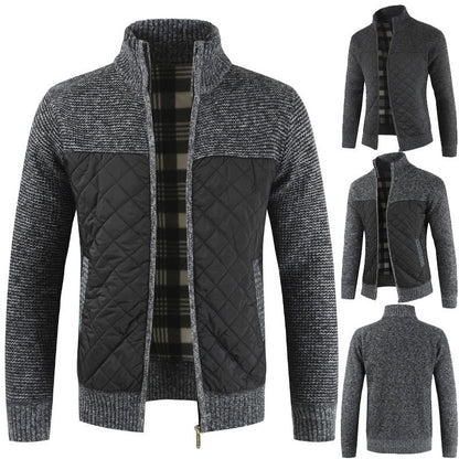 Herren Steppjacke Strickdetails Winterwarm Modisch