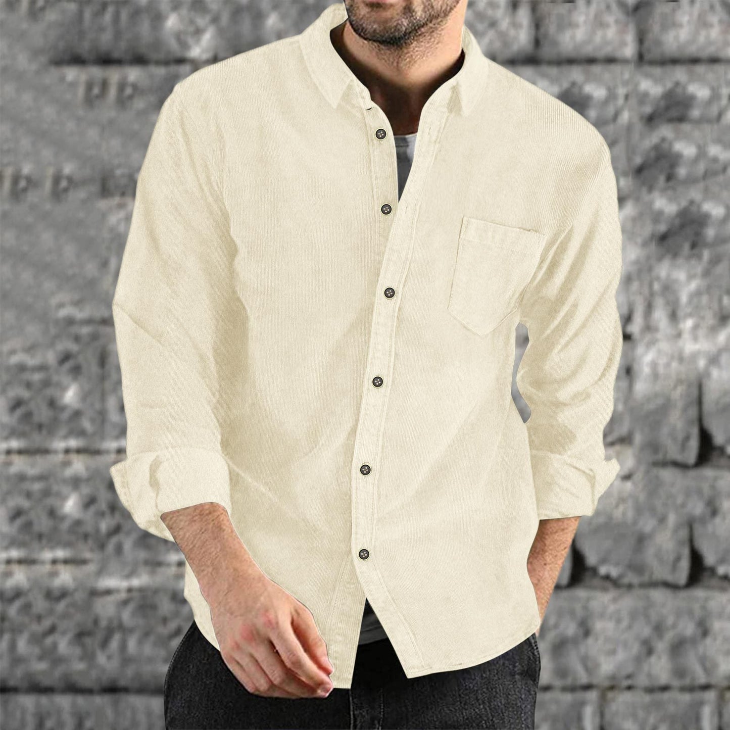 Herren Cordhemd Casual Bequem Modern