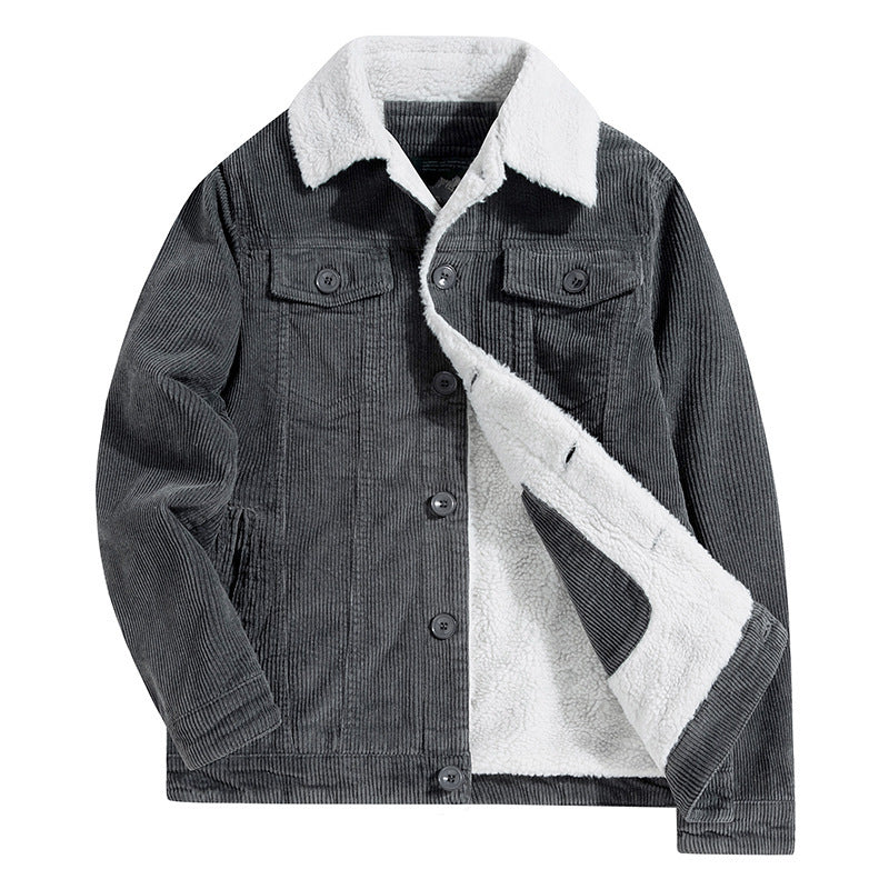 Herren Cordjacke Kuschelig Lederoptik Schmale Passform - BerlinGlamour