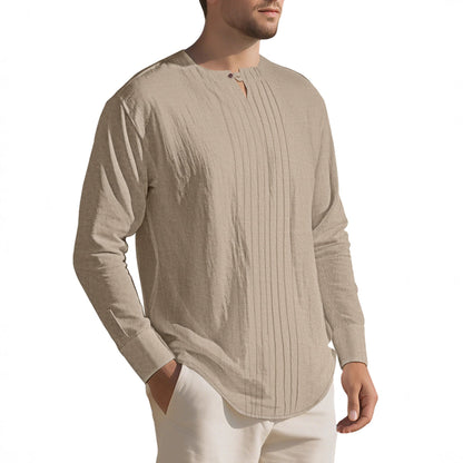 Herren Hemd Langarm Elegant mit Stehkragen Modern
