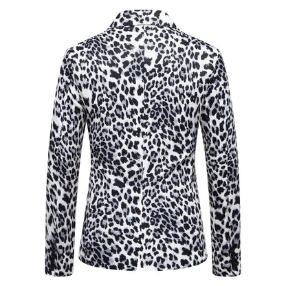 Herren Blazer Modisch Leopardenmuster Anzugjacke Elegant