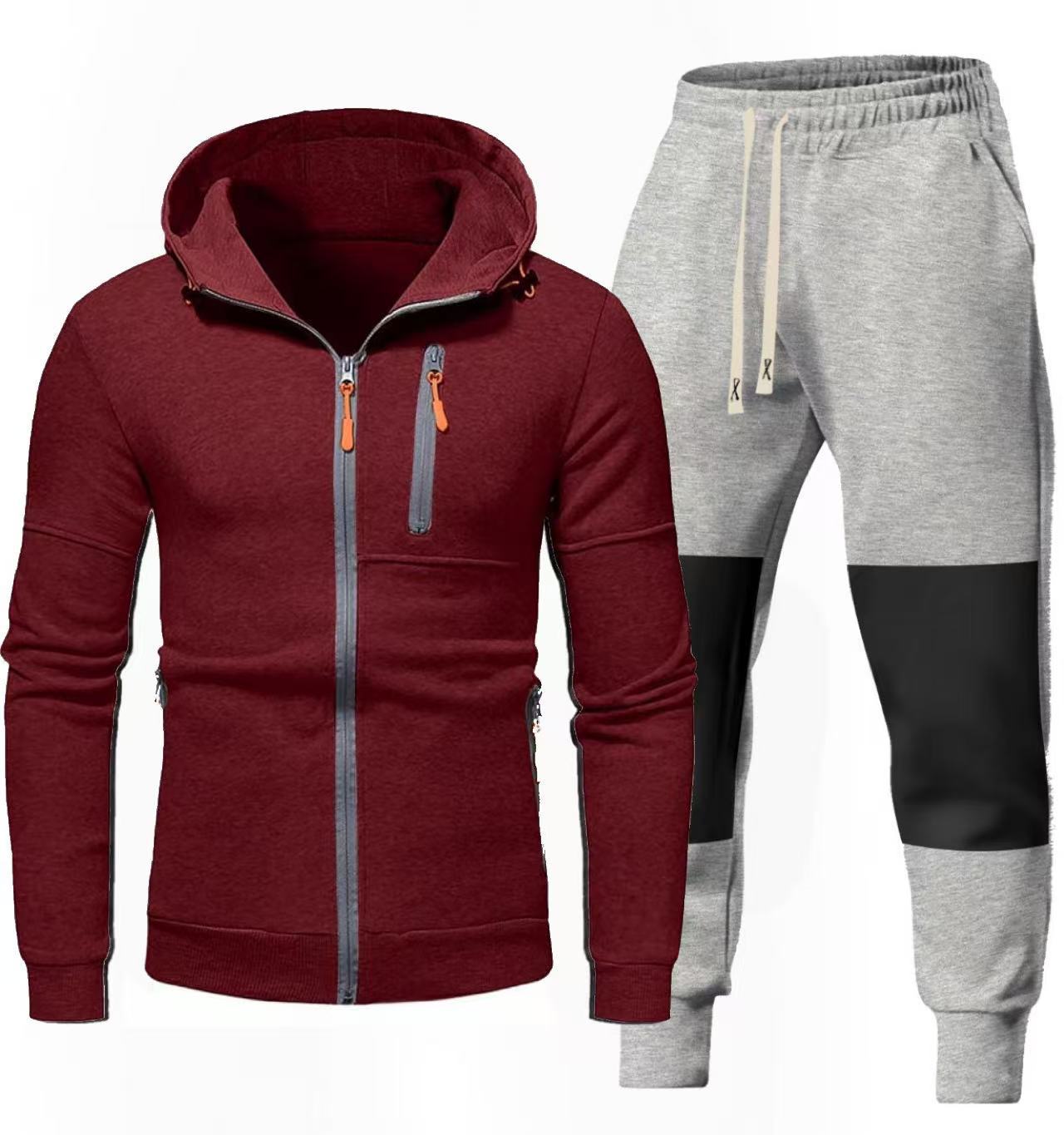 Herren Sportset Hoodie Jogginghose mit Reißverschlusstaschen