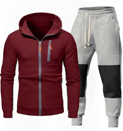 Herren Sportset Hoodie Jogginghose mit Reißverschlusstaschen