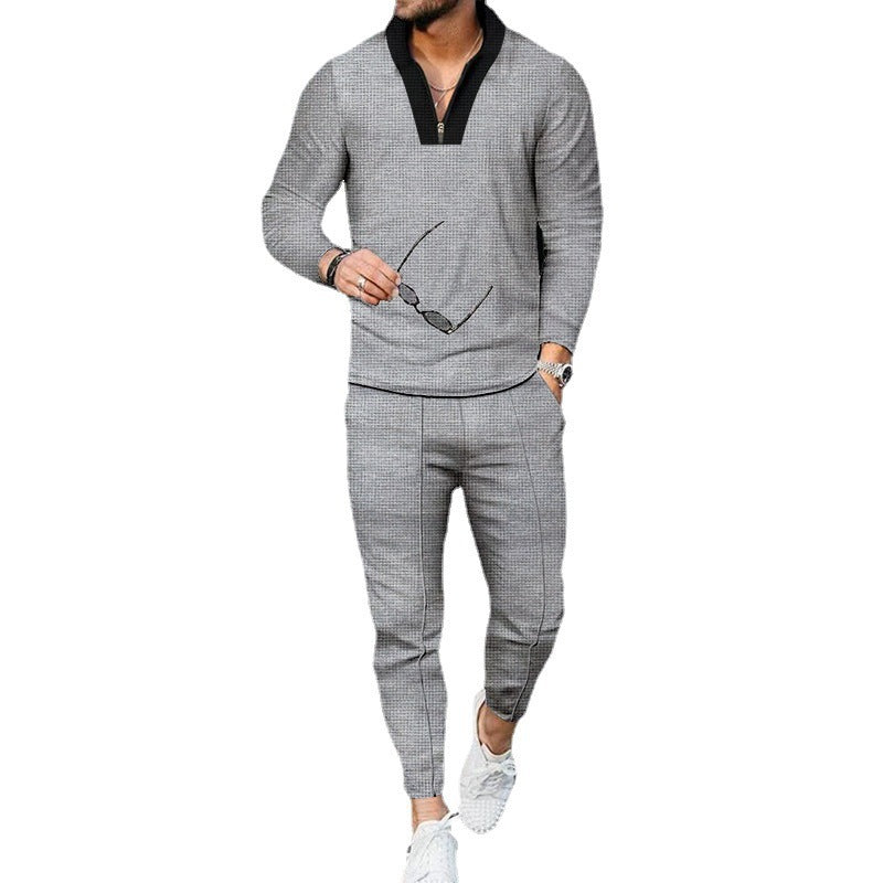 Herren Freizeit-Set Modern mit Struktur-Oberteil und Slim-Hosen