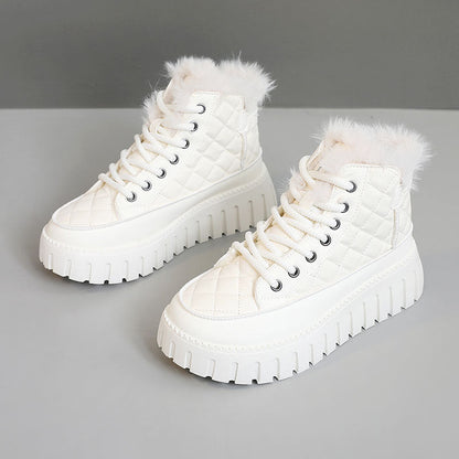 Damen Sneaker High Top Luxus Kunstfell Rutschfest