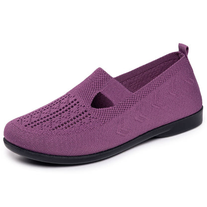 Damen Slip-On Schuhe Bequem Strickoptik Luftig