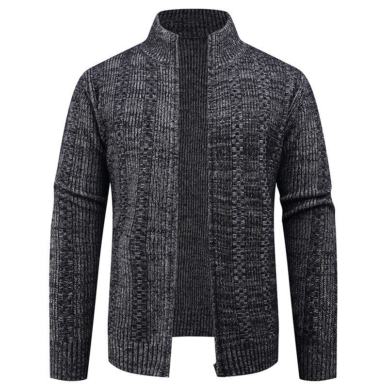 Herren Strickjacke Strukturiert Hochkragen Modisch - BerlinGlamour