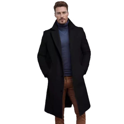 Langer Wintermantel Herren Elegant Schwarz