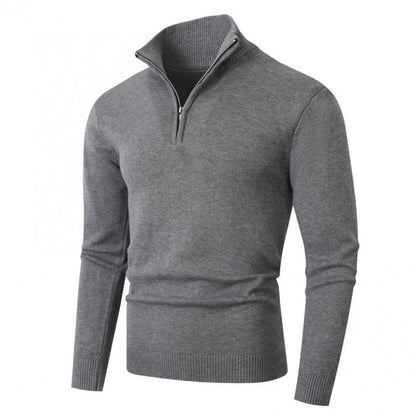 Herren Strickpullover Modern Mit Reißverschluss Hochkragen