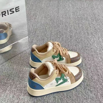 Damen Sneaker Kariert Atmungsaktiv Sportlich