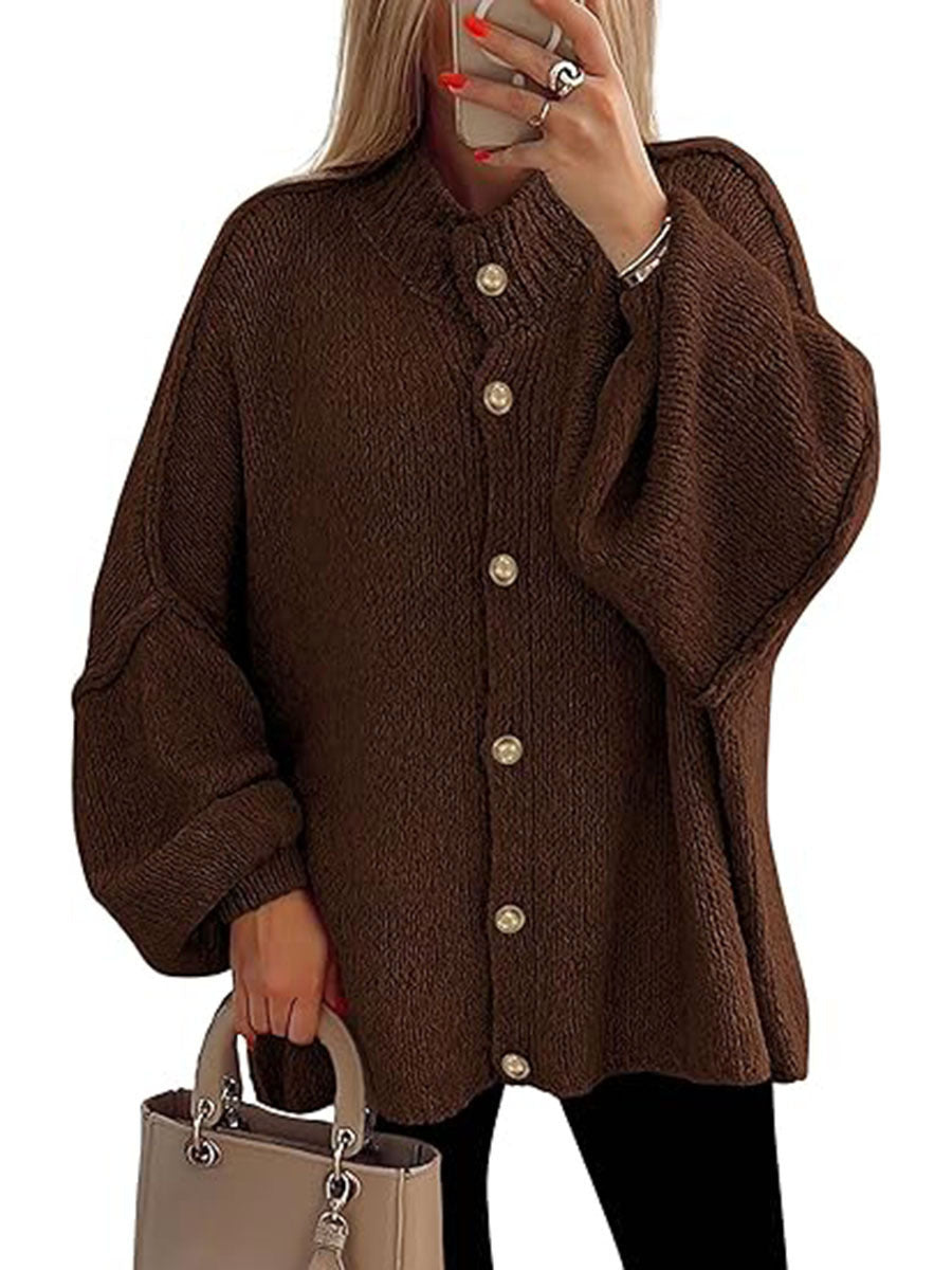 Große Damen Strickjacke Oversized Knopfverschluss