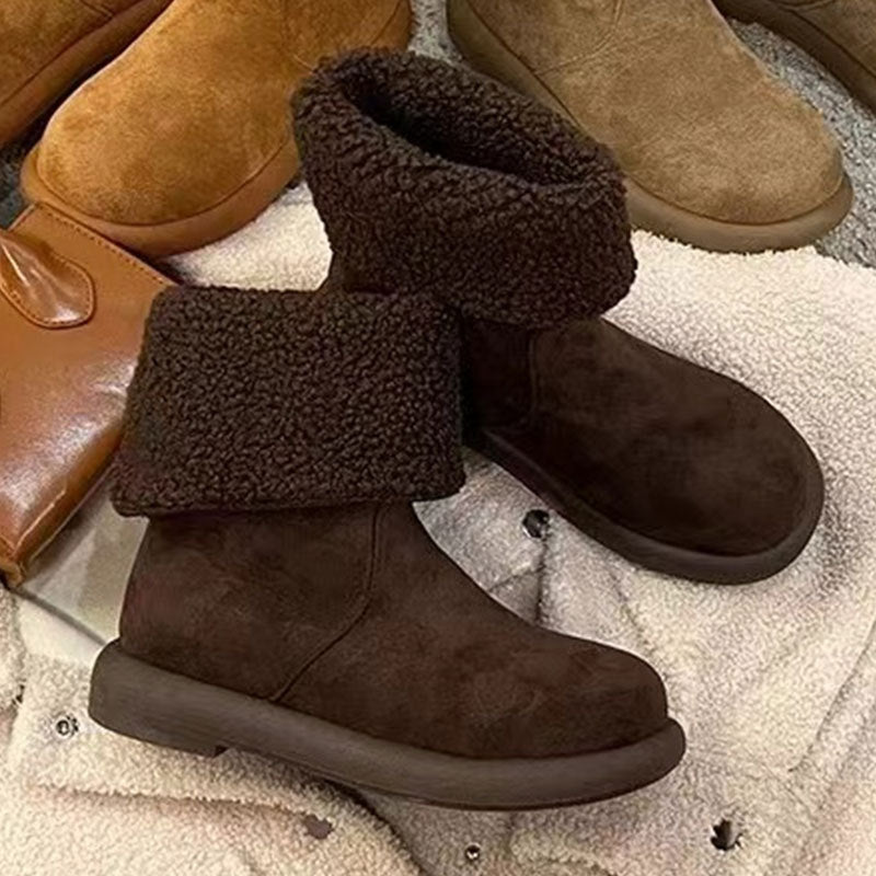 Damen Winterstiefel Warm Gefüttert Umschlagbarer Schaft