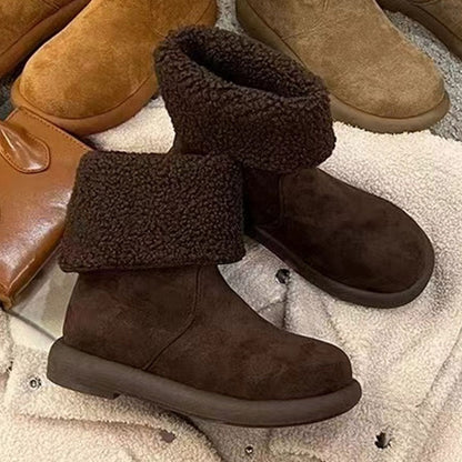 Damen Winterstiefel Warm Gefüttert Umschlagbarer Schaft