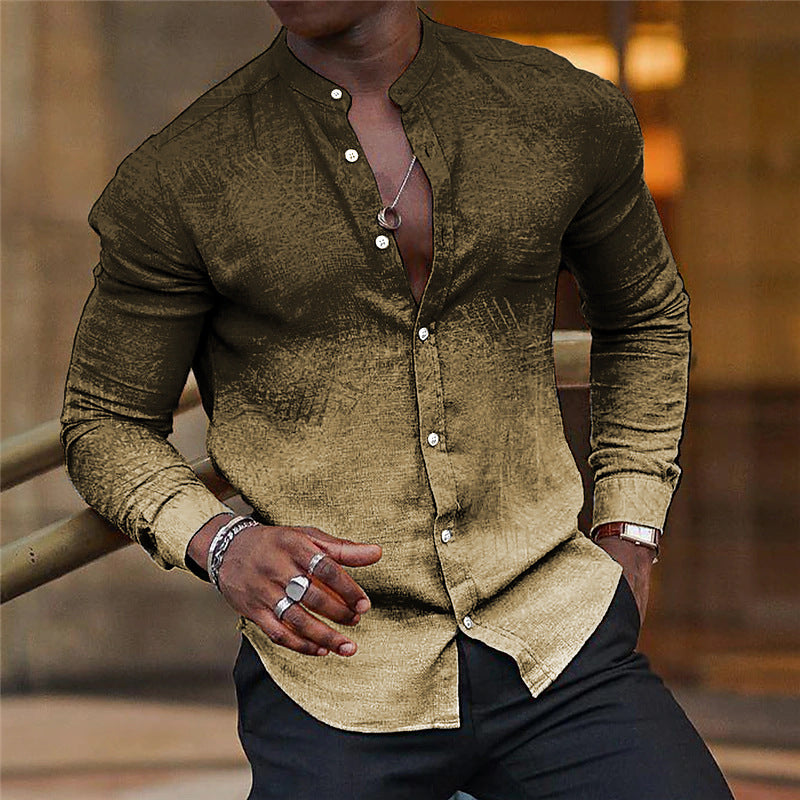 Herren Langarmhemd Stehkragen Elegant Modern