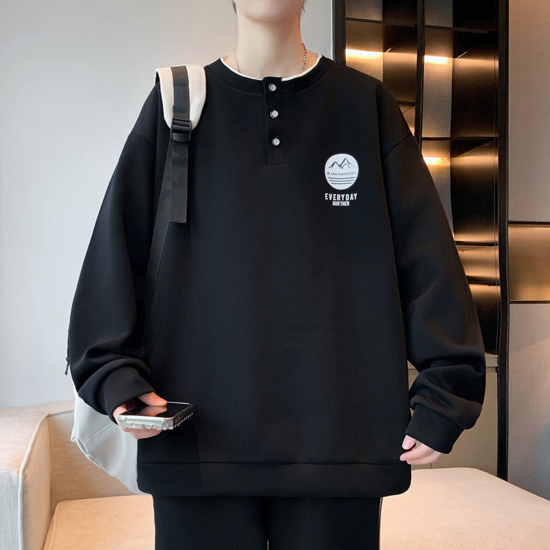 Herren Pullover Langarm Lässig mit Knopf Berlin Style