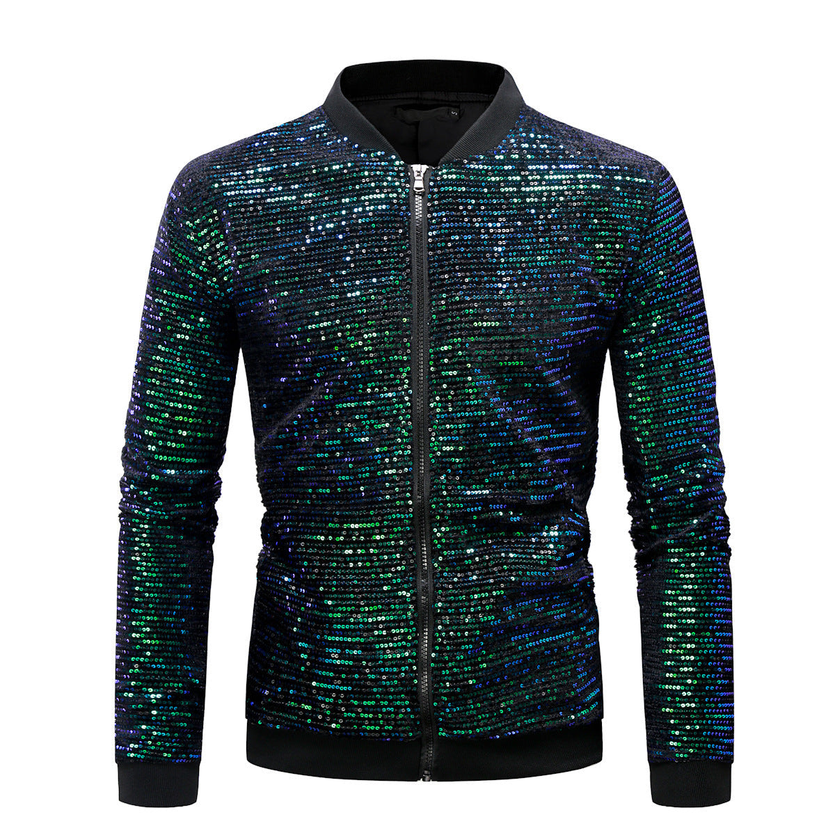 Herren Bomberjacke Glitzer Pailletten Modern Stylish