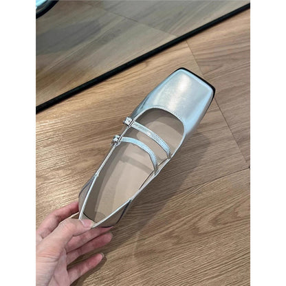 Damen Slipper Elegantes Design Doppelschnalle Metallic