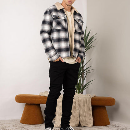 Herren Flanelljacke Warm Fleece Innenjacke Stylisch