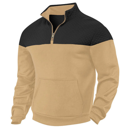 Herren Pullover Sportlich Reißverschluss Steppdesign Modern