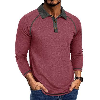 Herren Polo-Shirt Langarm Sportlich Moderner Kragen