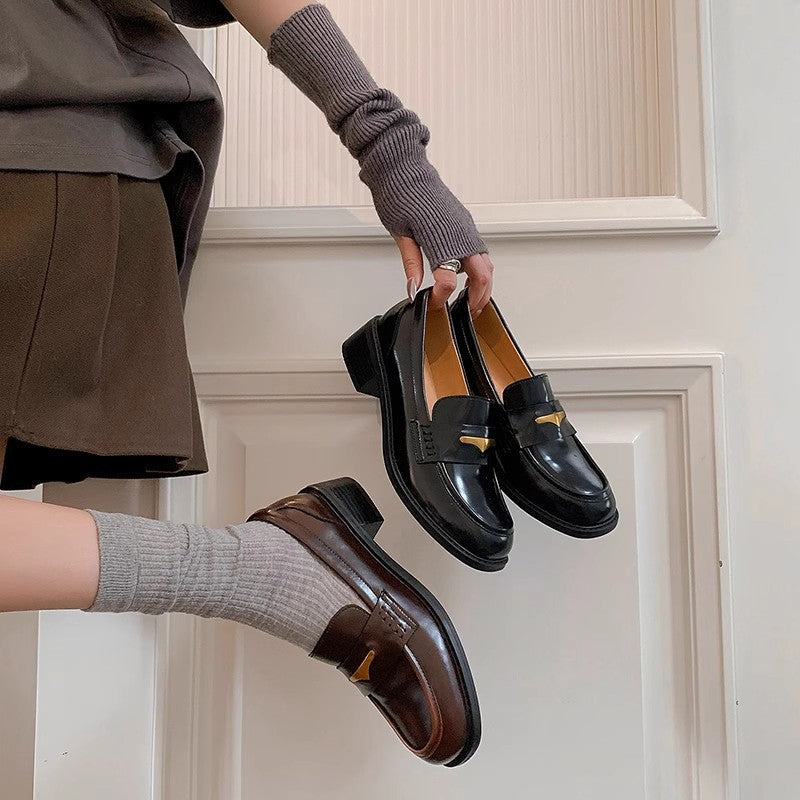 Damen Mokassins Elegante Schuhe Glänzend mit Zierschnalle