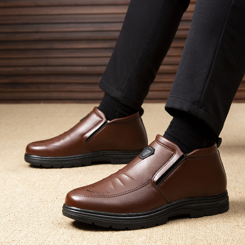 Herren Leder-Stiefeletten Elegante Rutschfeste Sohle Schwarz Lederschuhe - BerlinGlamour