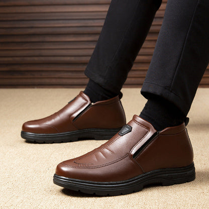 Herren Leder-Stiefeletten Elegante Rutschfeste Sohle Schwarz Lederschuhe - BerlinGlamour