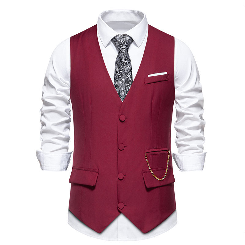 Herren Anzugweste Elegante Slim Fit Mit Taschen