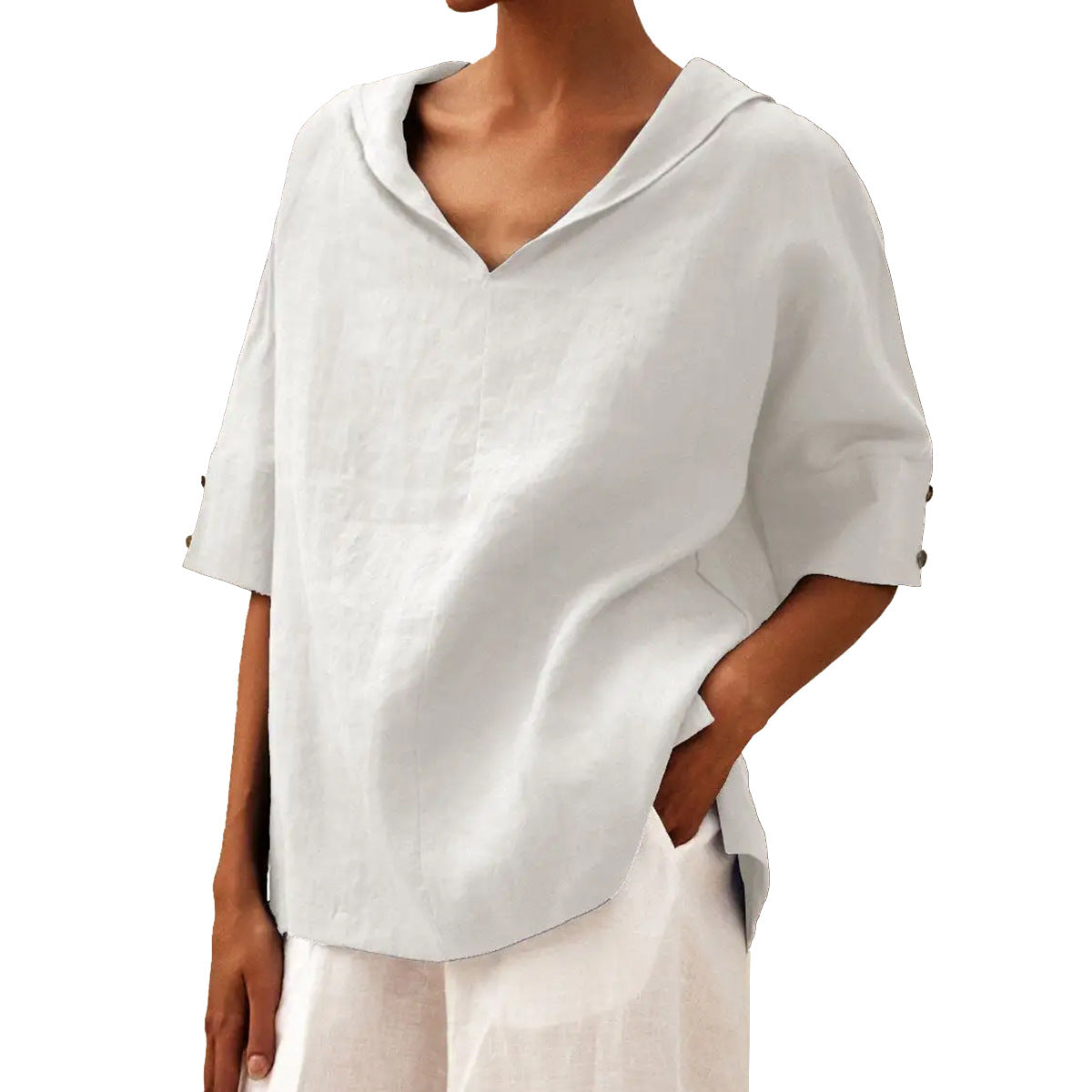 Damen Bluse Modern mit Blumenmuster und V-Ausschnitt
