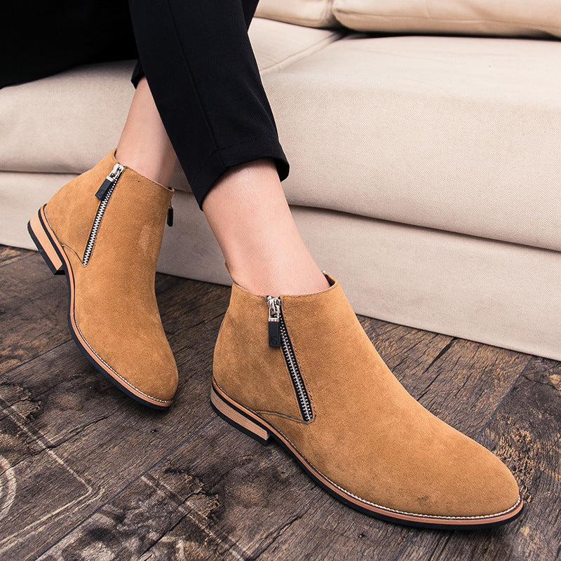 Damen Stiefel Ankle Boots Wildleder Reißverschluss