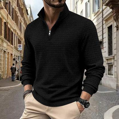 Herren Sportpullover Strukturiert Modern Zip