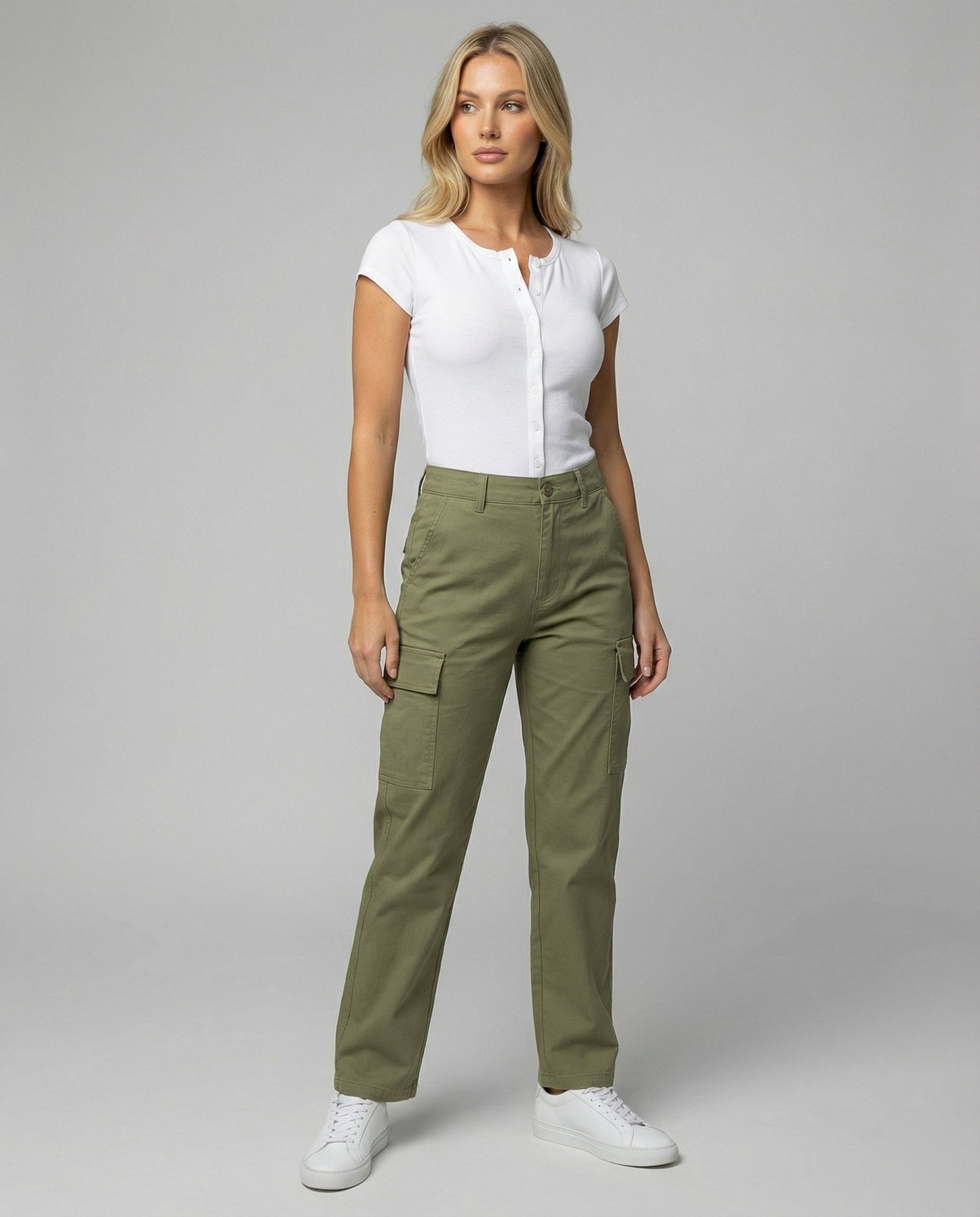 Damenhose Baumwoll Gerade Bein Lockere Freizeithose Frauen