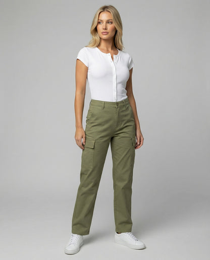 Damenhose Baumwoll Gerade Bein Lockere Freizeithose Frauen