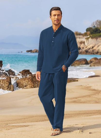 Herren Strandhose Leicht und Langarmshirt Elegant Sommer