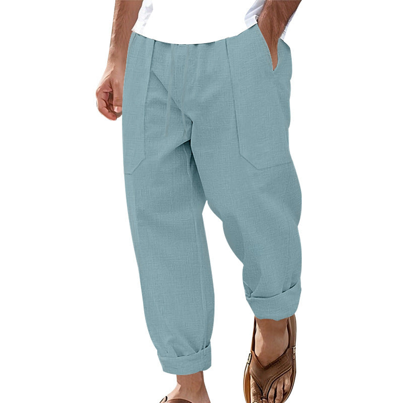 Bequeme Haremshose Herren Mit Verstellbarem Bund und Taschen