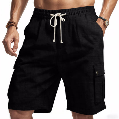 Herren Cargo Shorts Bequem Mit Kordelzug und Seitentaschen