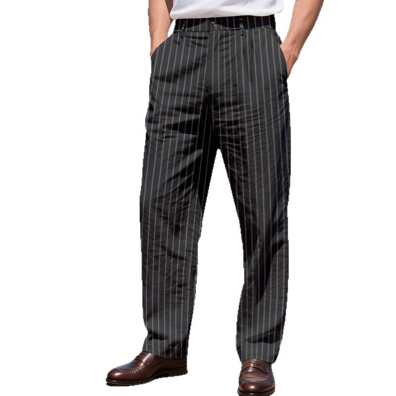 Herren Hose Streifen Elegant Slim Fit